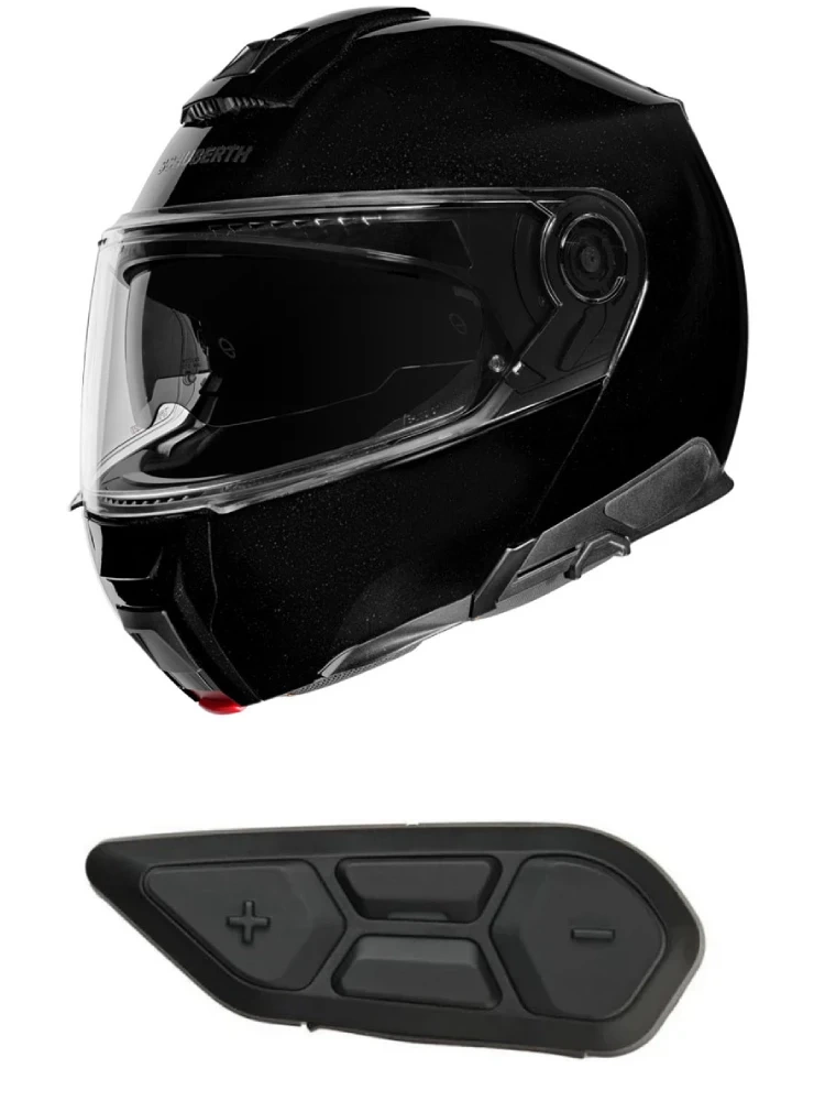 Zestaw: kask szczękowy Schuberth C5 czarny połysk + dedykowany interkom motocyklowy