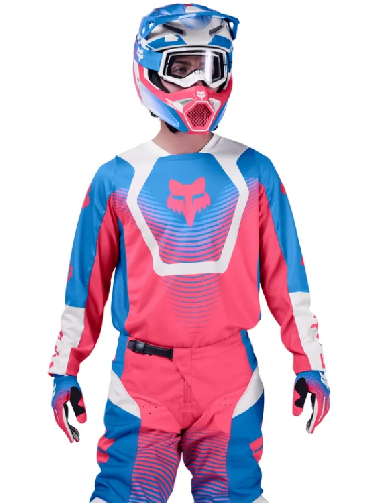 Bluza enduro Fox 180 Collect biało-niebiesko-różowa