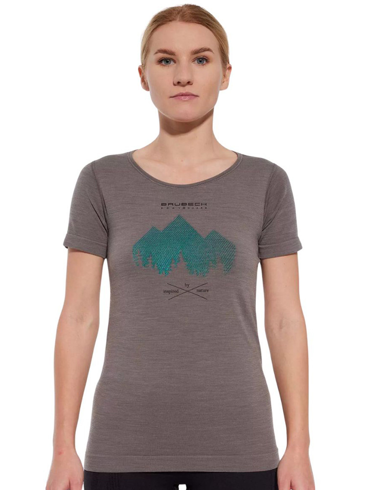 Koszulka termoaktywna damska z krótkim rękawem Brubeck Outdoor Wool Pro szara