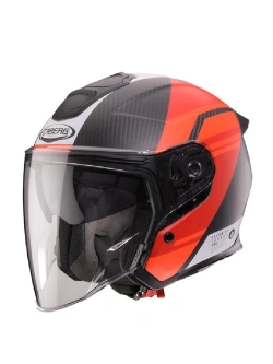 Kask otwarty Caberg Flyon II Carbon Addict czarno-czerwony matowy
