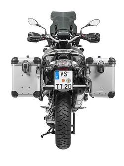 Zestaw: kufry boczne z anodowanego aluminium srebrne Zega Evo X + stelaże srebne Touratech BMW R1250GS/Adventure/ R1200GS (13-21)/ R1200GS Adventure (14-21) (2 x 45L)