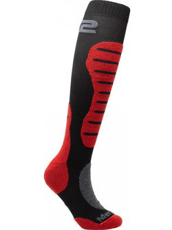 Skarpety motocyklowe SIXS MOT2 Merino długie czarno-czerwone