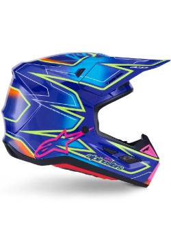 Kask enduro Alpinestars SM7 Cast niebiesko-różowy-fluo połysk