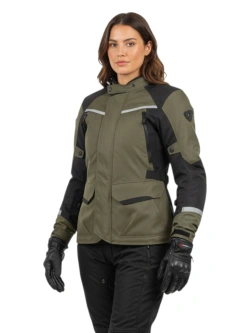 Kurtka motocyklowa damska tekstylna REV’IT! Voltiac 3 H2O zielono-szara