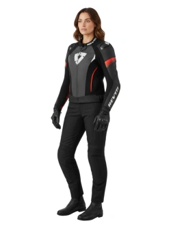 Kurtka motocyklowa damska skórzana REV’IT! Xena 4 Pro czarno-fluo czerwona