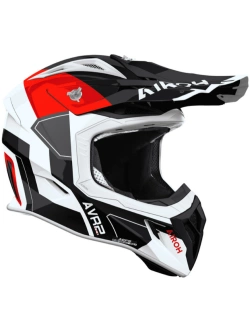 Kask enduro Airoh Aviator Ace 2 Shield czarno-biało-czerwony połysk