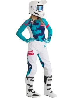 Rękawice cross damskie Thor Launchmode XP biało-niebieskie