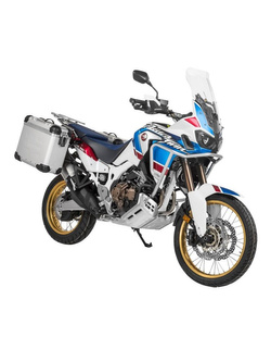 Zestaw: kufry boczne z anodowanego aluminium srebrne "And-S" Zega Evo + stelaże czarne Touratech Honda CRF1000L Africa Twin (18-22) / CRF1000L Adventure Sports (31+38L)