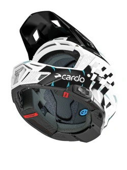 Kask enduro Cardo Venture czarno-biało-niebieski