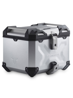 Zestaw: kufer centralny srebrny TRAX ADV + stelaż Adventure-rack SW-Motech BMW R 1200 GS Adv (13-20) / R 1250 GS Adv (18-) / R1250 GS (18-) / F 850 GS Adv (20-), F 900 GS Adventure (24-)  [pojemność: 38 L]