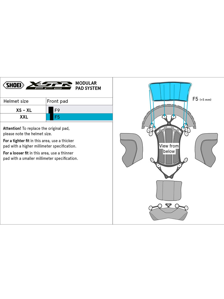 Przedni element wkładki centralnej typ-P Shoei do kasku X-SPR Pro (rozm. XXL)