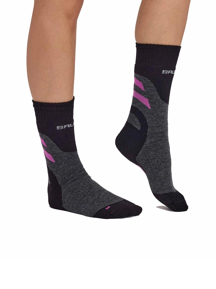 Skarpety termoaktywne damskie Brubeck Trekking Merino szaro-różowe