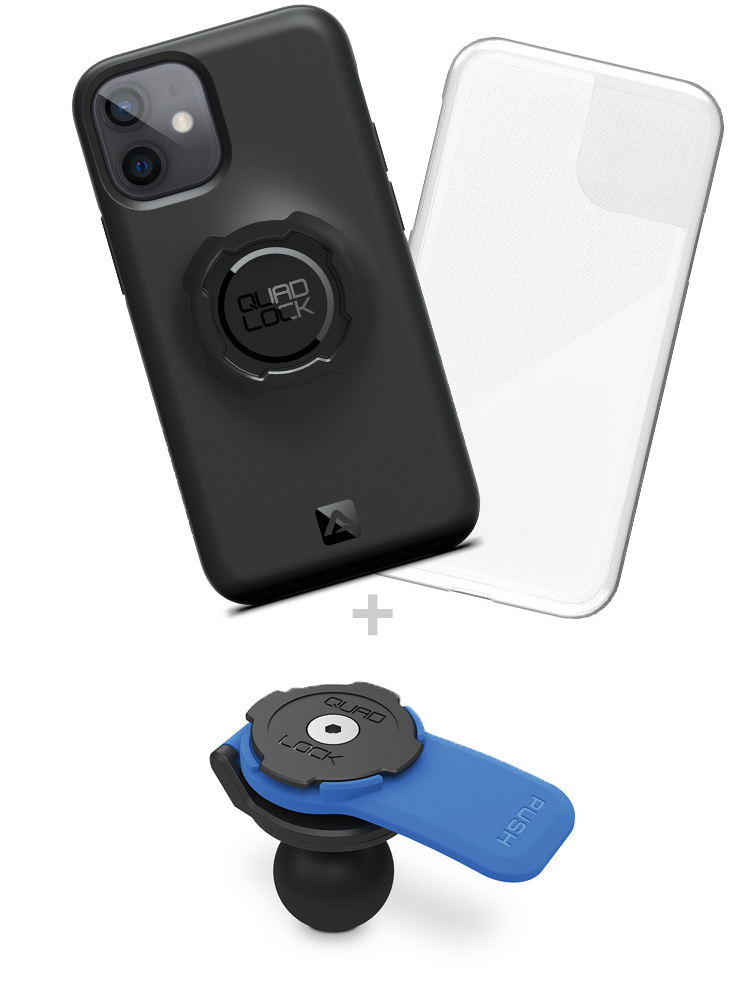 Zestaw: etui na telefon iPhone 12 mini + wodoodporny pokrowiec + uchwyt kulowy Quad Lock