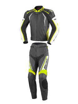 Kombinezon motocyklowy damski dwuczęściowy skórzany Büse Silverstone Pro czarno-fluo żółty