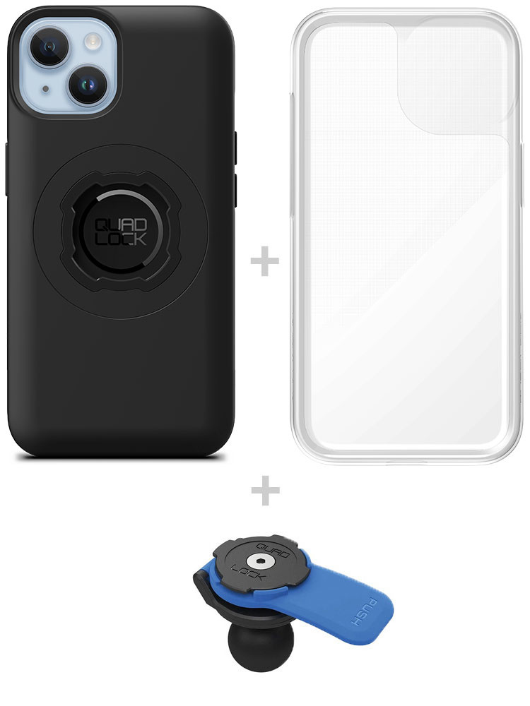 Zestaw: etui MAG na telefon iPhone 14 (magnetyczne), wodoodporny pokrowiec MAG oraz uchwyt kulowy Quad Lock
