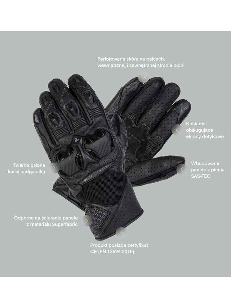 Rękawice motocyklowe damskie Rebelhorn Flux II czarno-fluo czerwone