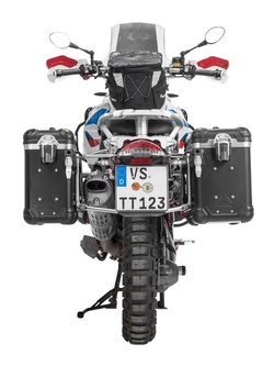 Zestaw: kufry boczne z anodowanego aluminium czarne "And-Black" Zega Evo + stelaże srebrne Touratech BMW R1200GS (-12)/R1200GS Adventure (-13) (31+38L)