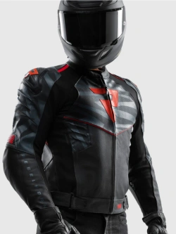 Kurtka motocyklowa skórzana Rebelhorn Vandal 2 czarno-szaro-czerwona