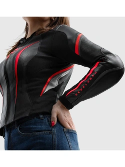 Kurtka motocyklowa damska skórzana Rebelhorn Diva ST czarno-czerwono-biała