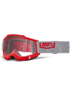 Gogle motocyklowe 100% Accuri 2 z przezroczystą szybką, czerwono-szare