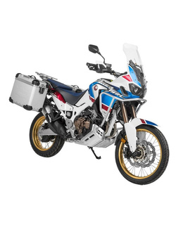 Zestaw: kufry boczne z anodowanego aluminium srebrne "And-S" Zega Evo + stelaże czarne Touratech Honda CRF1000L Africa Twin (18-22) / CRF1000L Adventure Sports (38+45L)