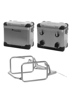 Zestaw: kufry boczne aluminiowe srebrne Zega Pro + stelaże Touratech do BMW R 1300 GS (23-) (38+38L)