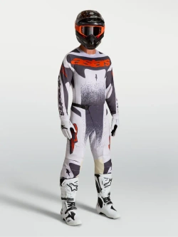 Spodnie cross Alpinestars MX Techstar Swan biało-szaro-czerwone
