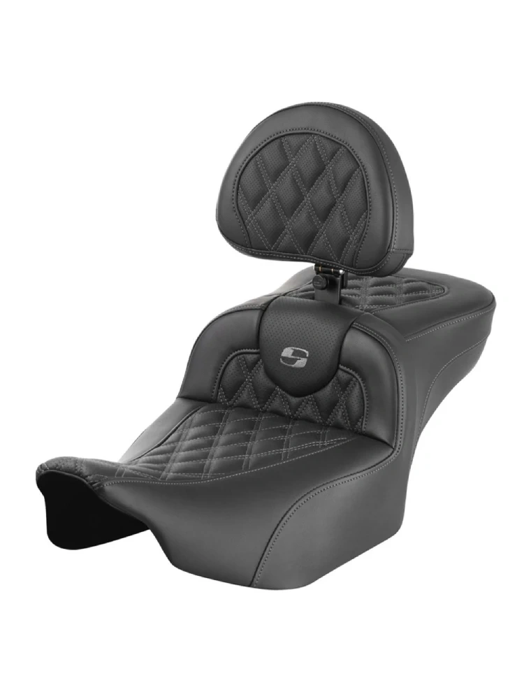 Kanapa motocyklowa dla kierowcy i pasażera z oparciem Saddlemen Roadsofa LS Extended Reach Harley Davidson Road Glide/ Street Glide (wybrane modele) (23-) czarno-szara