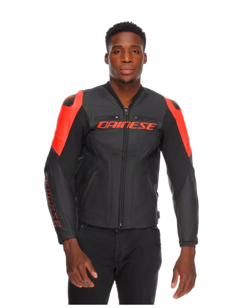 Kurtka motocyklowa skórzana Dainese Racing 5 czerwono-czarna