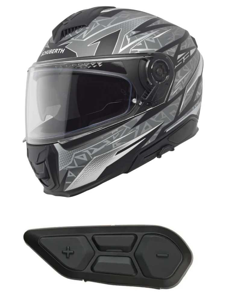Zestaw: Kask integralny Schuberth S3 Thunder czarno-szary matowy + dedykowany interkom motocyklowy