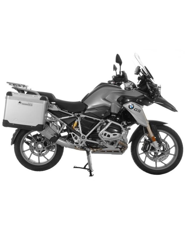 Zestaw: kufry boczne z anodowanego aluminium "And-S" Zega Pro + stelaże srebrne Touratech BMW R1250GS/ R1250GS Adventure/ R1200GS (13-)/ R1200GS Adventure (14-) (31+38L)