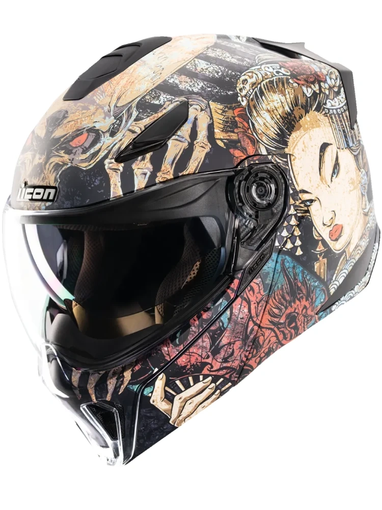 Kask modułowy Icon Threshold Odokuro czarno-brązowo-niebieski