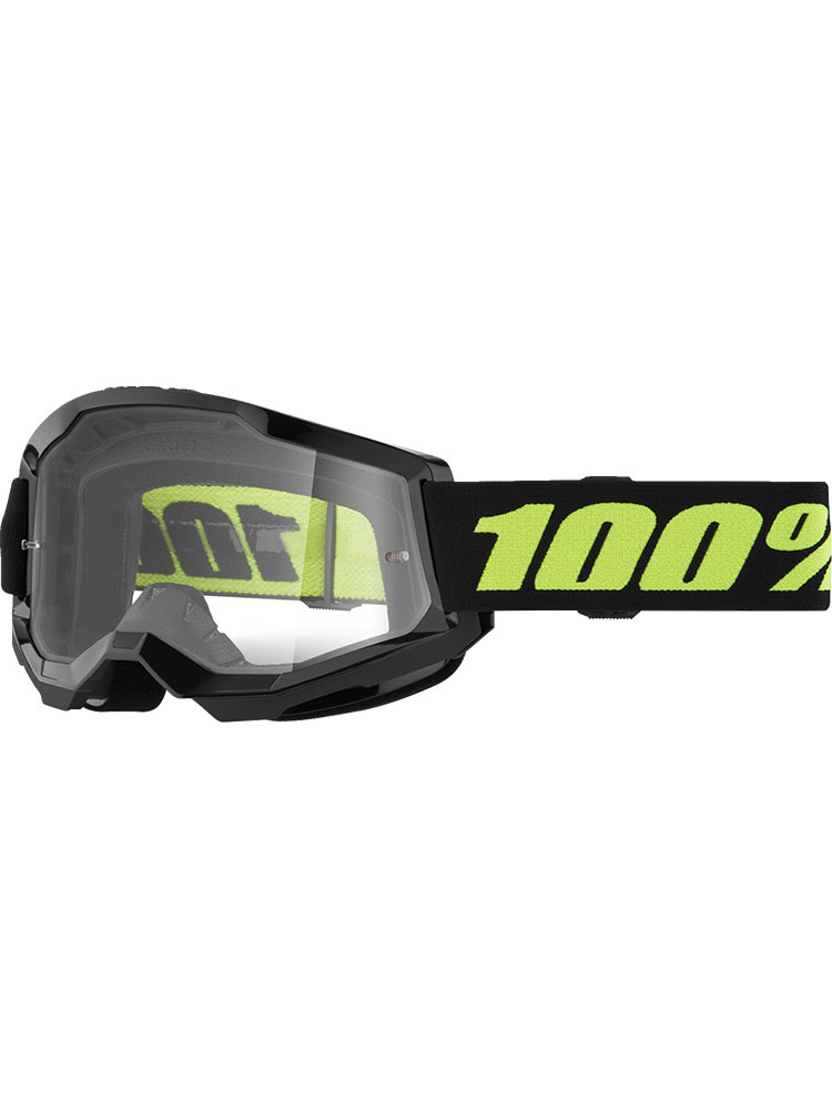 Gogle motocyklowe 100% Strata 2 Solar Eclipse z przezroczystą szybką czarno-zółte