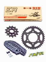 KTM MX200/XC/XC-W200/EXC250/SMR450 zestaw napędowy DID520 ERT2 EXCLUSIVE RACING (łańcuch hiper-wzmocniony, bezoringowy) zębatki SUNSTAR