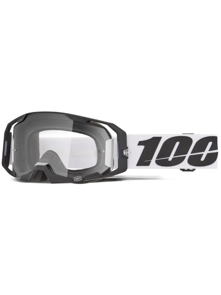 Gogle motocyklowe 100% ARmatic z przeźroczystą szybką czarno-białe