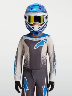 Bluza cross dziecięca Alpinestars MX Fluid Drag szaro-niebieska