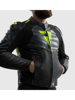 Kurtka motocyklowa skórzana Rebelhorn Vandal 2 czarno-szara-fluo