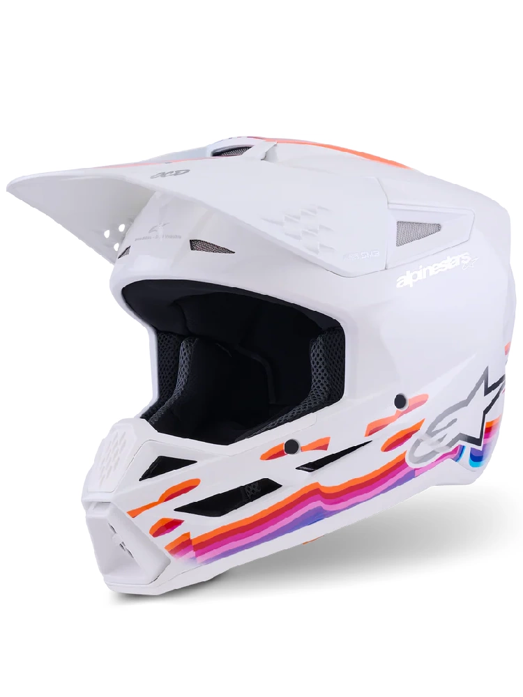 Kask enduro Alpinestars SM3 Force biało-niebiesko-czerwony