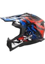 Kask enduro LS2 MX708 Fast II Grotesk biało-niebiesko-czerwony