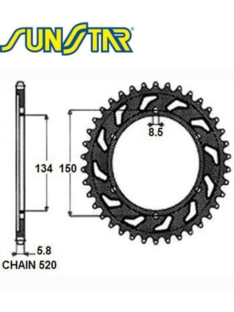 Zębatka tylna napędzana SUNSTAR 1-3619 [49 zębów] do KAWASAKI KX250 [92-06], KLX650 R [93-96]