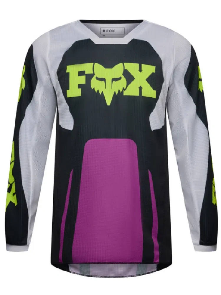 Bluza enduro dziecięca Fox 180 Raid czarno-szaro-fioletowa