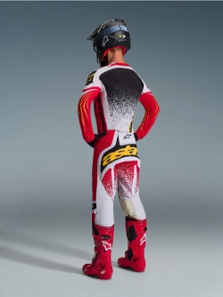 Spodnie cross Alpinestars MX Techstar Nomur czerwono-szaro-czarne