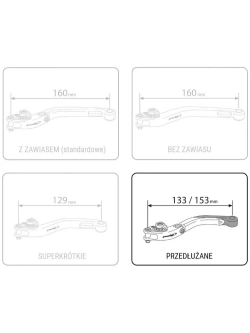 Regulowana dźwignia hamulca PUIG 4.0 Evo z zawiasem 90 stopni [przedłużana] czarna