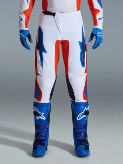 Spodnie cross Alpinestars MX Fluid Grid biało-pomarańczowo-niebieskie