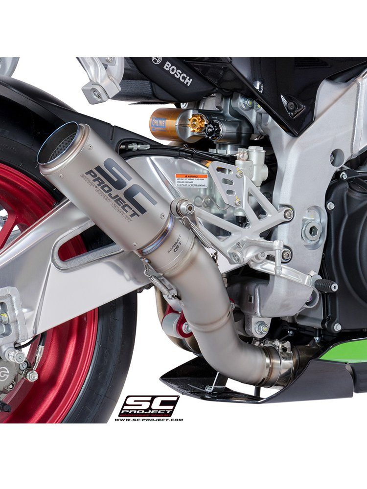 Tłumik CR-T High Position Titanium SC-Project z siatką na rurze wylotowej do Aprilia RSV4 RF/RR 2018