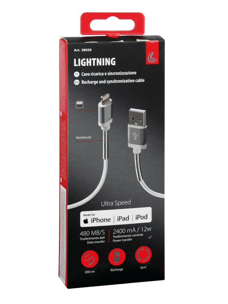 Kabel USB Lampa z wyjściem typu Lighting 200 cm biały