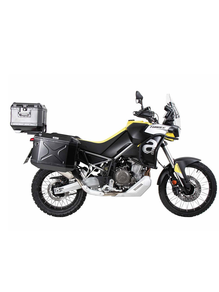 Zestaw: kufry boczne + stelaże Hepco&Becker Xplorer Cutout do Aprilia Tuareg 660 (22-24) czarne