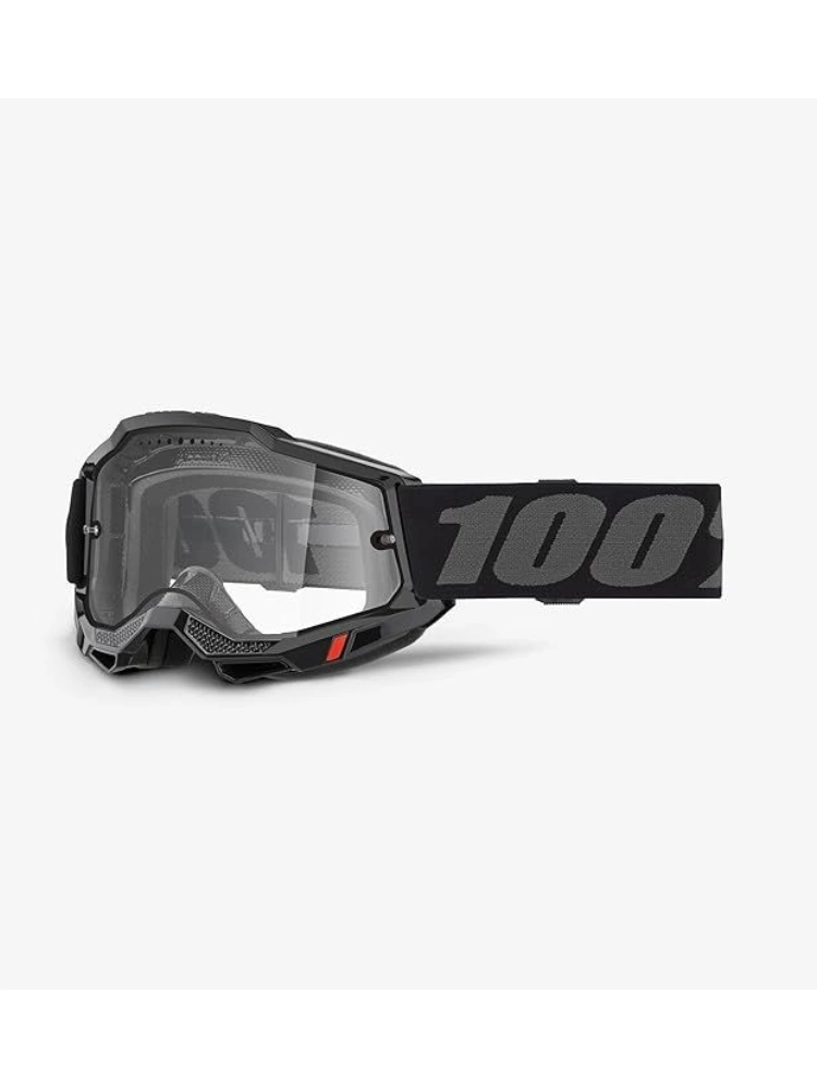 Gogle motocyklowe 100% Accuri 2 z podwójną szybką przezroczystą, czarno-szare