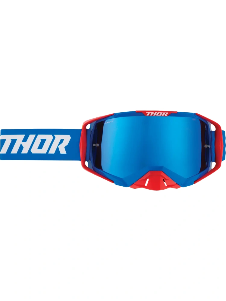 Gogle motocyklowe Thor Activate lustrzaną szybką niebiesko-czerwone