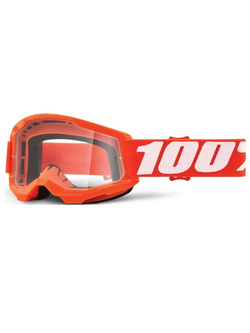 Gogle motocyklowe dziecięce 100% Strata 2 z przezroczystą szybką pomarańczowe